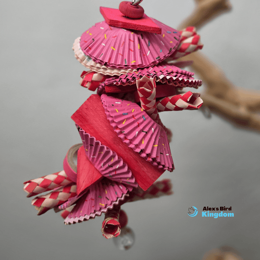 Shreddable bird toy for macaws, cockatoos, and African greys