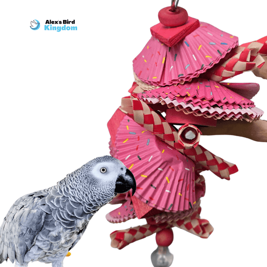 Shreddable bird toy for macaws, cockatoos, and African greys