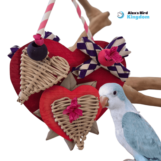 Alex's Bird Kingdom Hearts & Chews Bird Toy – Handmade Toy for Medium Birds