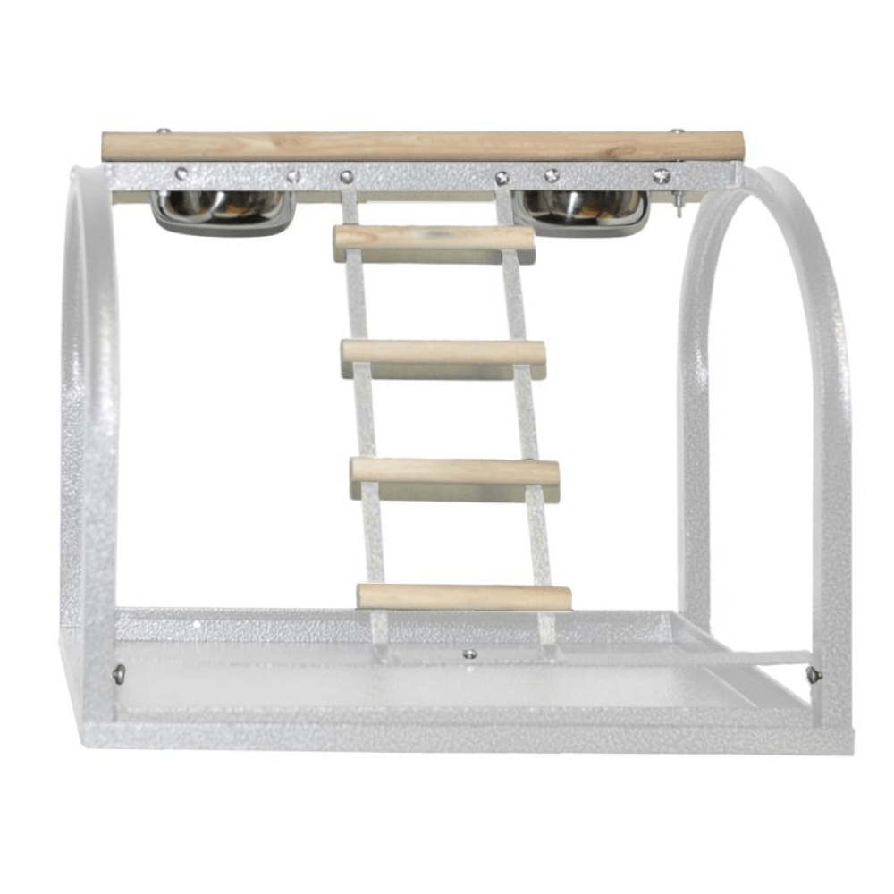 A & E Cage Bird Cages & Stands White Table Stand with Ladders and Cups